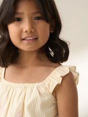 Angel & Rocket Yellow Alba Broderie 100% Cotton Pyjamas Set - Image 4 of 8