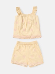 Angel & Rocket Yellow Alba Broderie 100% Cotton Pyjamas Set - Image 6 of 8