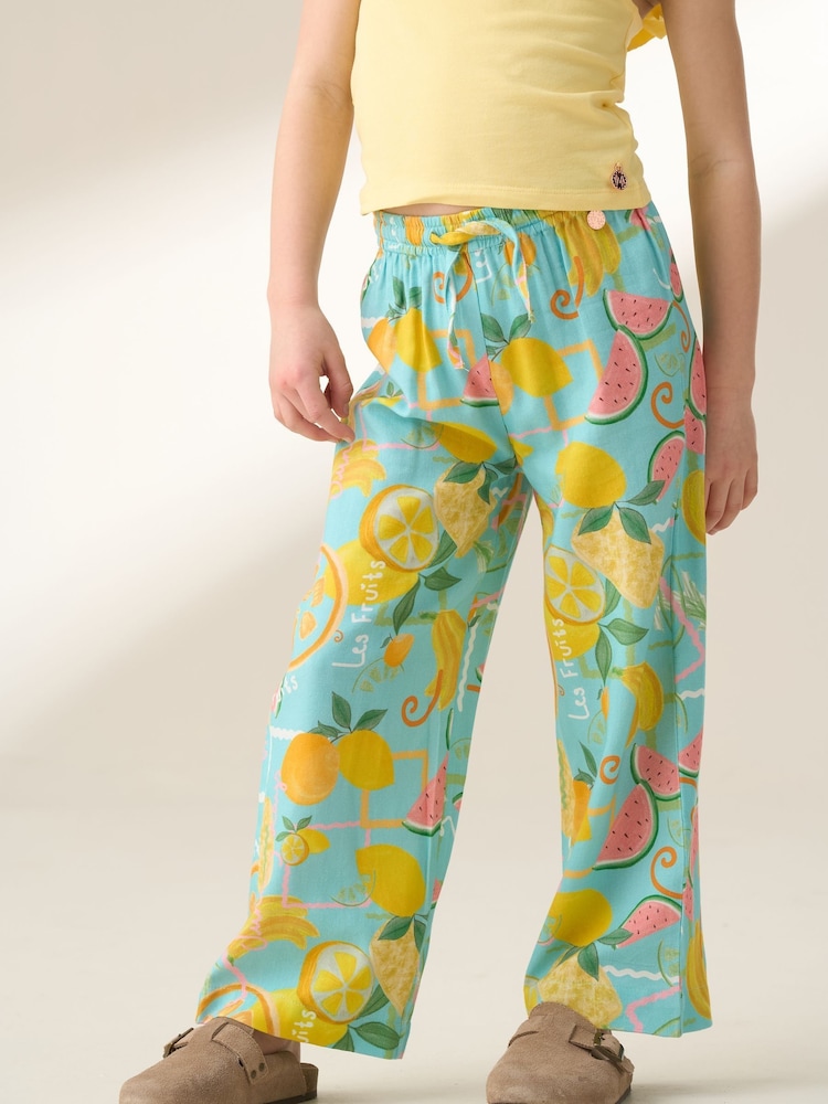 Angel & Rocket Blue Lyla Fruit Print Trousers - Image 1 of 6