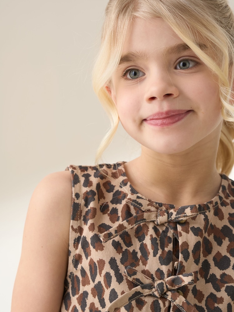Angel & Rocket Brown Rochelle Denim Peplum Bow 100% Cotton Top - Image 3 of 7