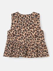 Angel & Rocket Brown Rochelle Denim Peplum Bow 100% Cotton Top - Image 6 of 7