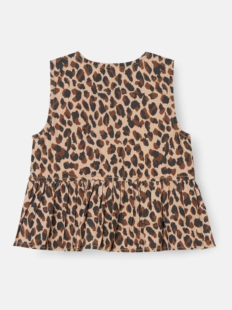 Angel & Rocket Brown Rochelle Denim Peplum Bow 100% Cotton Top - Image 6 of 7