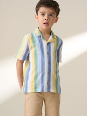 Angel & Rocket Blue Jax Multi Stripe 100% Cotton Shirt - Image 1 of 6