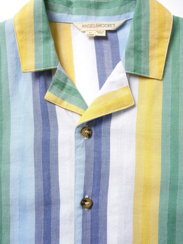 Angel & Rocket Blue Jax Multi Stripe 100% Cotton Shirt - Image 6 of 6
