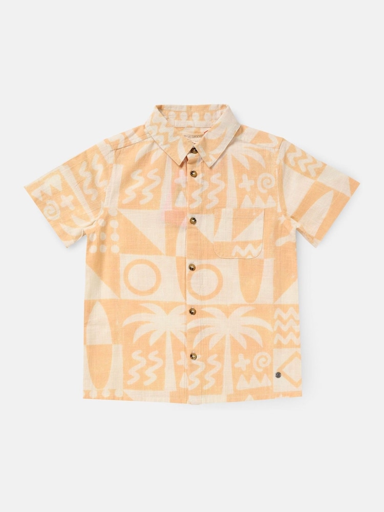 Oranje - Angel & Rocket Jamie Palm Print Resort 100% Cotton Shirt - Image 3 of 5