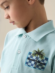Angel & Rocket Blue Arlo Jersey Pique Back Print 100% Cotton Polo Shirt - Image 5 of 8