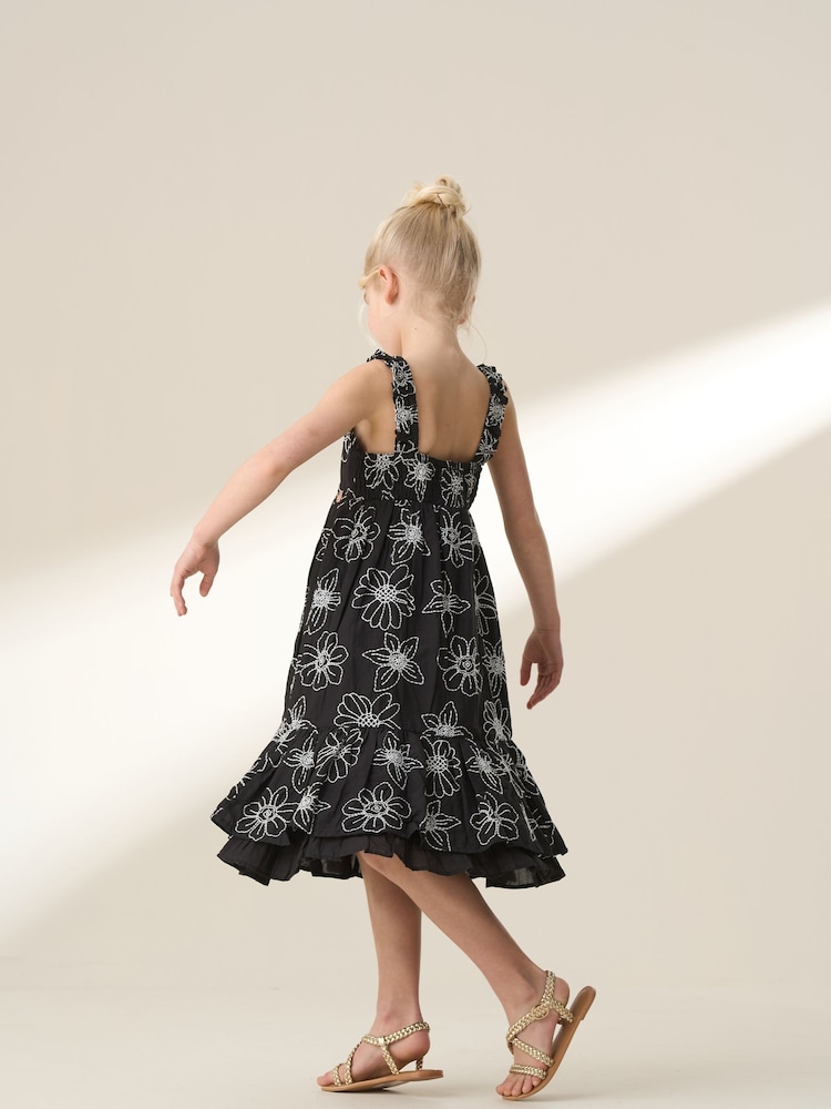 Angel & Rocket Black Maya Embroidered Woven 100% Cotton Dress - Image 2 of 7