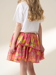 Angel & Rocket Pink Eliana Tiered Fruit Print 100% Cotton Skirt - Image 4 of 7