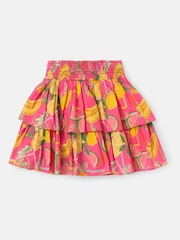 Angel & Rocket Pink Eliana Tiered Fruit Print 100% Cotton Skirt - Image 5 of 7