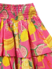 Angel & Rocket Pink Eliana Tiered Fruit Print 100% Cotton Skirt - Image 7 of 7