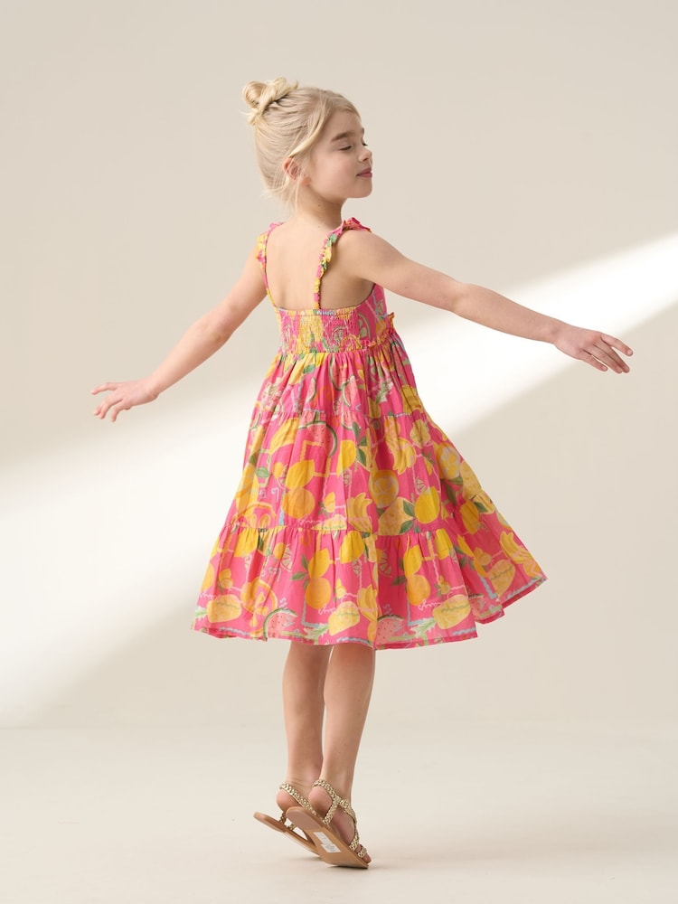 Angel & Rocket Pink Eliana Fruit Print 100% Cotton Sundress - Image 2 of 9