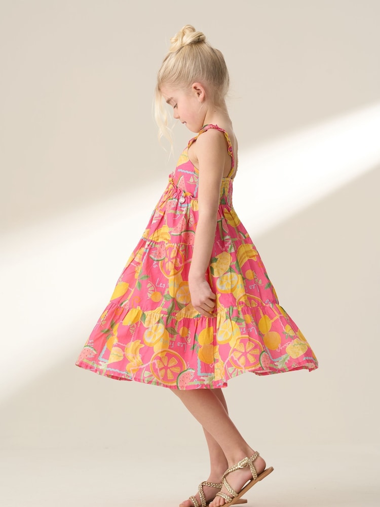 Angel & Rocket Pink Eliana Fruit Print 100% Cotton Sundress - Image 4 of 9