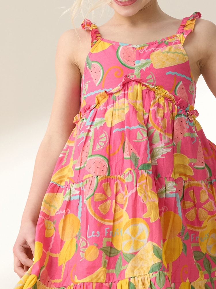 Angel & Rocket Pink Eliana Fruit Print 100% Cotton Sundress - Image 5 of 9