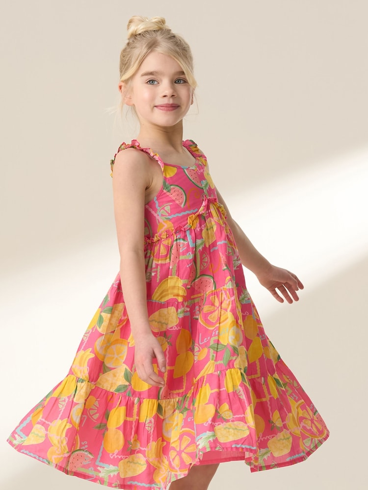 Angel & Rocket Pink Eliana Fruit Print 100% Cotton Sundress - Image 6 of 9