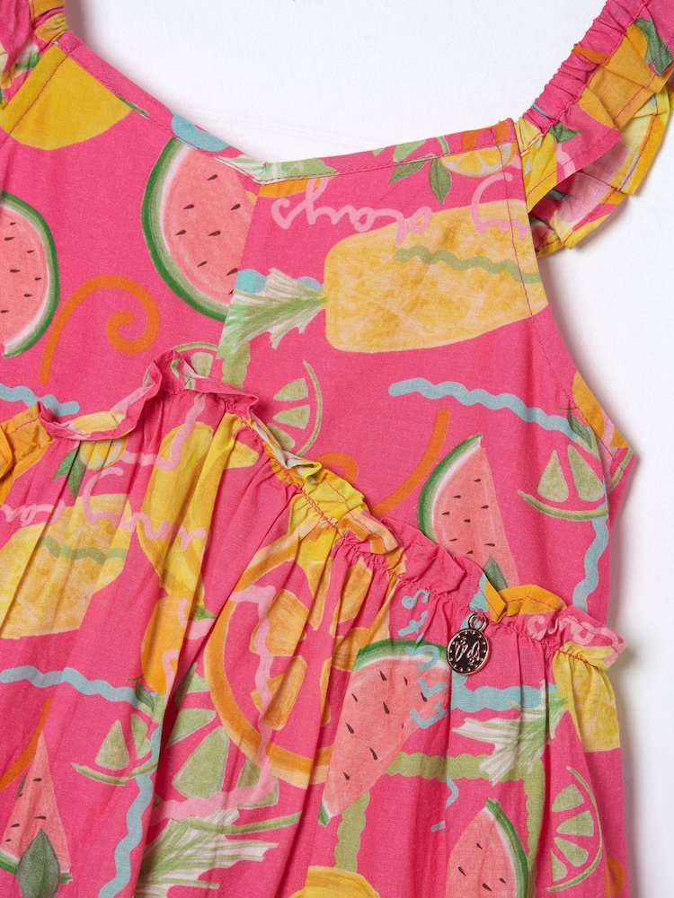 Angel & Rocket Pink Eliana Fruit Print 100% Cotton Sundress - Image 9 of 9