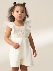 Angel & Rocket Cream 100% Cotton Maci Crochet Playsuit - Image 1 of 6