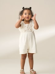 Angel & Rocket Cream 100% Cotton Maci Crochet Playsuit - Image 2 of 6