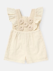 Angel & Rocket Cream 100% Cotton Maci Crochet Playsuit - Image 4 of 6