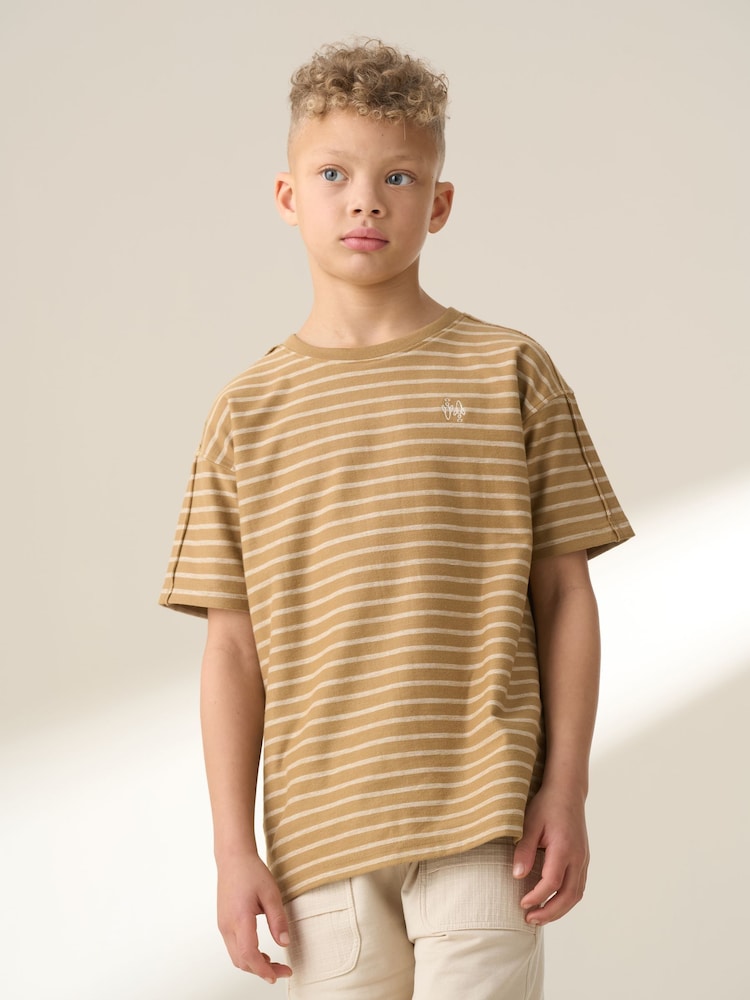Angel & Rocket Brown Ash Textured 100% Cotton T-Shirt - Image 1 of 7