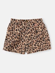 Angel & Rocket Brown Rochelle Leopard Print 100% Cotton Shorts - Image 4 of 6