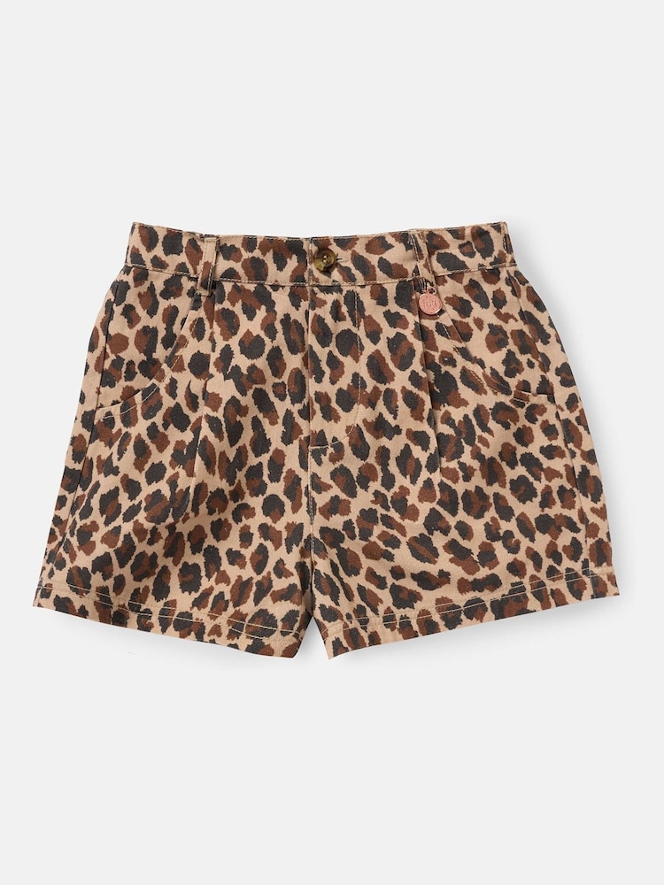 Angel & Rocket Brown Rochelle Leopard Print 100% Cotton Shorts - Image 4 of 6