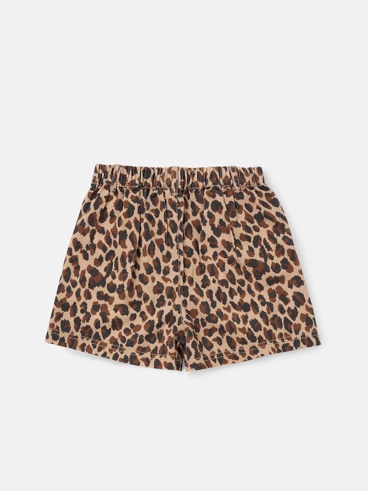Angel & Rocket Brown Rochelle Leopard Print 100% Cotton Shorts - Image 5 of 6