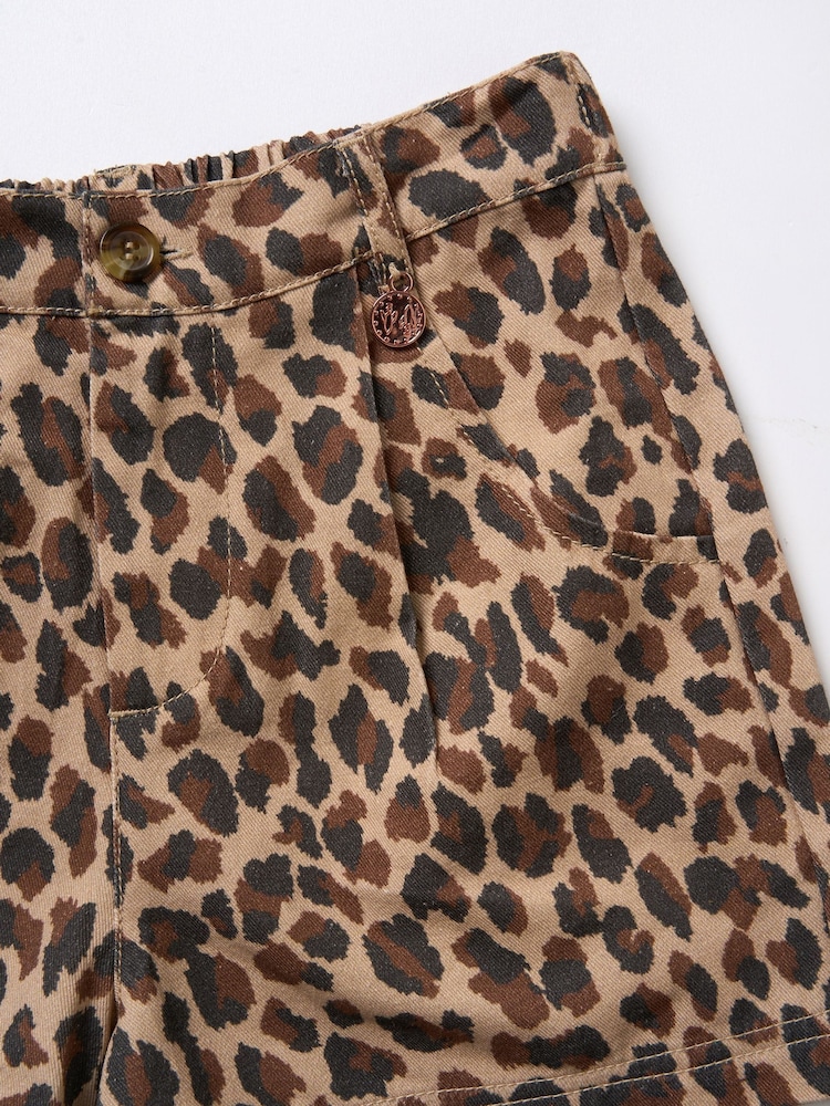 Angel & Rocket Brown Rochelle Leopard Print 100% Cotton Shorts - Image 6 of 6