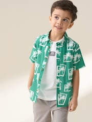 Angel & Rocket Green Jamie Palm Print Resort 100% Cotton Shirt - Image 1 of 6