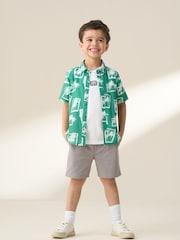 Angel & Rocket Green Jamie Palm Print Resort 100% Cotton Shirt - Image 3 of 6
