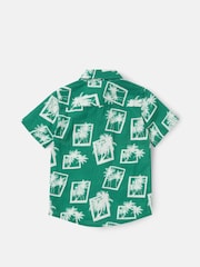 Angel & Rocket Green Jamie Palm Print Resort 100% Cotton Shirt - Image 5 of 6