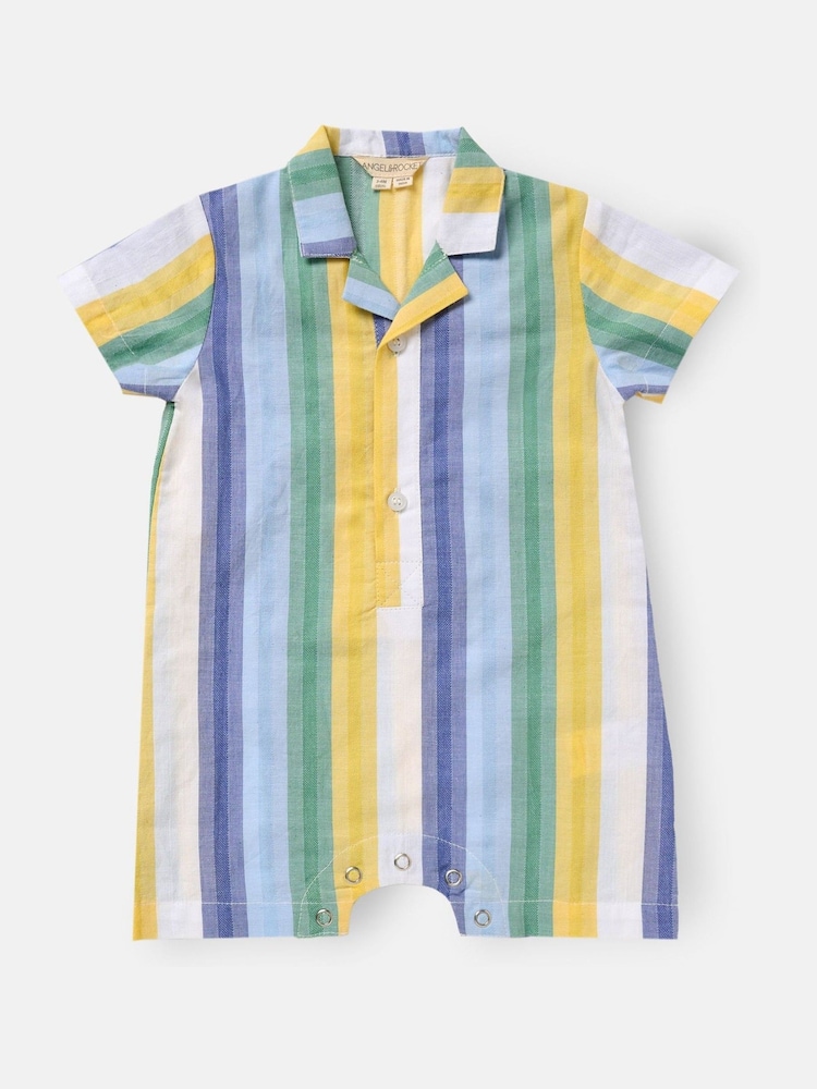 Angel & Rocket Multi Jax Woven Stripe 100% Cotton Romper - Image 1 of 3