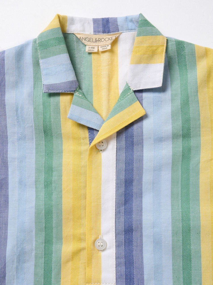 Angel & Rocket Multi Jax Woven Stripe 100% Cotton Romper - Image 3 of 3
