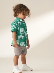 Angel & Rocket Green Jamie Mini Palm Print Resort 100% Cotton Shirt - Image 2 of 2