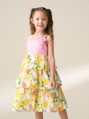 Angel & Rocket Pink Lydia Tiered Fruit Sun 100% Cotton Dress - Image 2 of 8