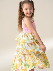 Angel & Rocket Pink Lydia Tiered Fruit Sun 100% Cotton Dress - Image 3 of 8