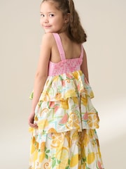 Angel & Rocket Pink Lydia Tiered Fruit Sun 100% Cotton Dress - Image 4 of 8