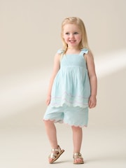 Angel & Rocket Blue Lina Embroidered 100% Cotton Top and Shorts Set - Image 1 of 7