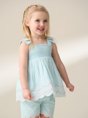 Angel & Rocket Blue Lina Embroidered 100% Cotton Top and Shorts Set - Image 2 of 7