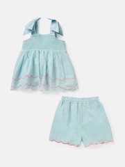 Angel & Rocket Blue Lina Embroidered 100% Cotton Top and Shorts Set - Image 5 of 7