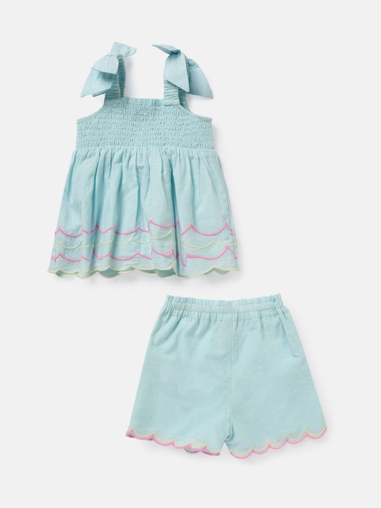 Angel & Rocket Blue Lina Embroidered 100% Cotton Top and Shorts Set - Image 6 of 7