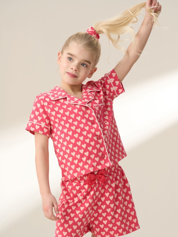 Angel & Rocket Pink Stella Heart Print Pyjamas Set - Image 1 of 7