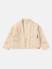 Angel & Rocket Cream Rylee 100% Cotton Quilted Embroidered Kimono Jacket - Image 6 of 9