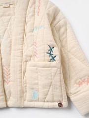 Angel & Rocket Cream Rylee 100% Cotton Quilted Embroidered Kimono Jacket - Image 8 of 9