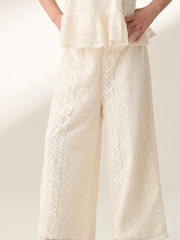 Angel & Rocket Cream Kinsley Jersey Crochet Trousers - Image 1 of 6