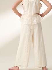 Angel & Rocket Cream Kinsley Jersey Crochet Trousers - Image 2 of 6