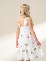 Angel & Rocket White Emmie Embroidered Fruit 100% Cotton Dress - Image 2 of 7