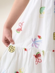 Angel & Rocket White Emmie Embroidered Fruit 100% Cotton Dress - Image 3 of 7
