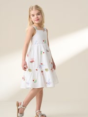 Angel & Rocket White Emmie Embroidered Fruit 100% Cotton Dress - Image 4 of 7