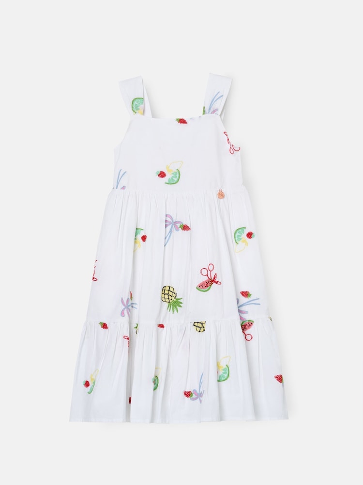 Angel & Rocket White Emmie Embroidered Fruit 100% Cotton Dress - Image 5 of 7