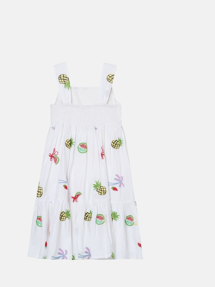 Angel & Rocket White Emmie Embroidered Fruit 100% Cotton Dress - Image 6 of 7